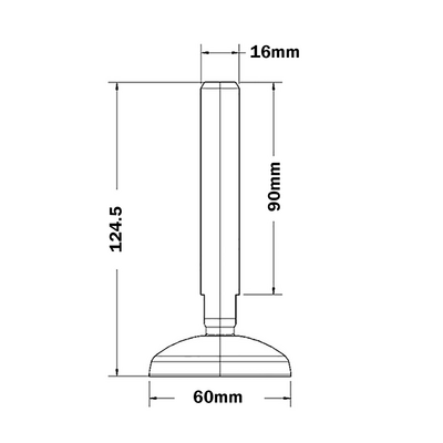 30-M16D60-1 MODULAR SOLUTIONS PLASTIC FOOT<br>60 DIA, M16 W/ JAM NUT